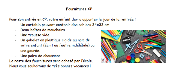 Fournitures CP